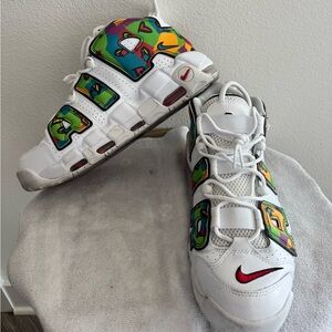 Nike White Multicolor Air More Uptempo Sneakers